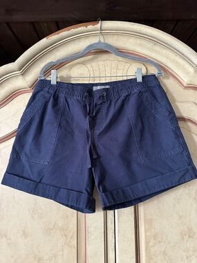 Natural Reflections Navy Blue Elastic Waist Bermuda Shorts